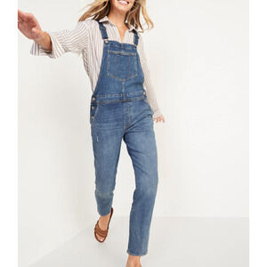 NEW GAP Straight Leg Medium Wash Dungaree Overalls Boyfriend Size Large